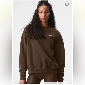 ALO Yoga Accolade Crew Neck Pullover Espresso Brown